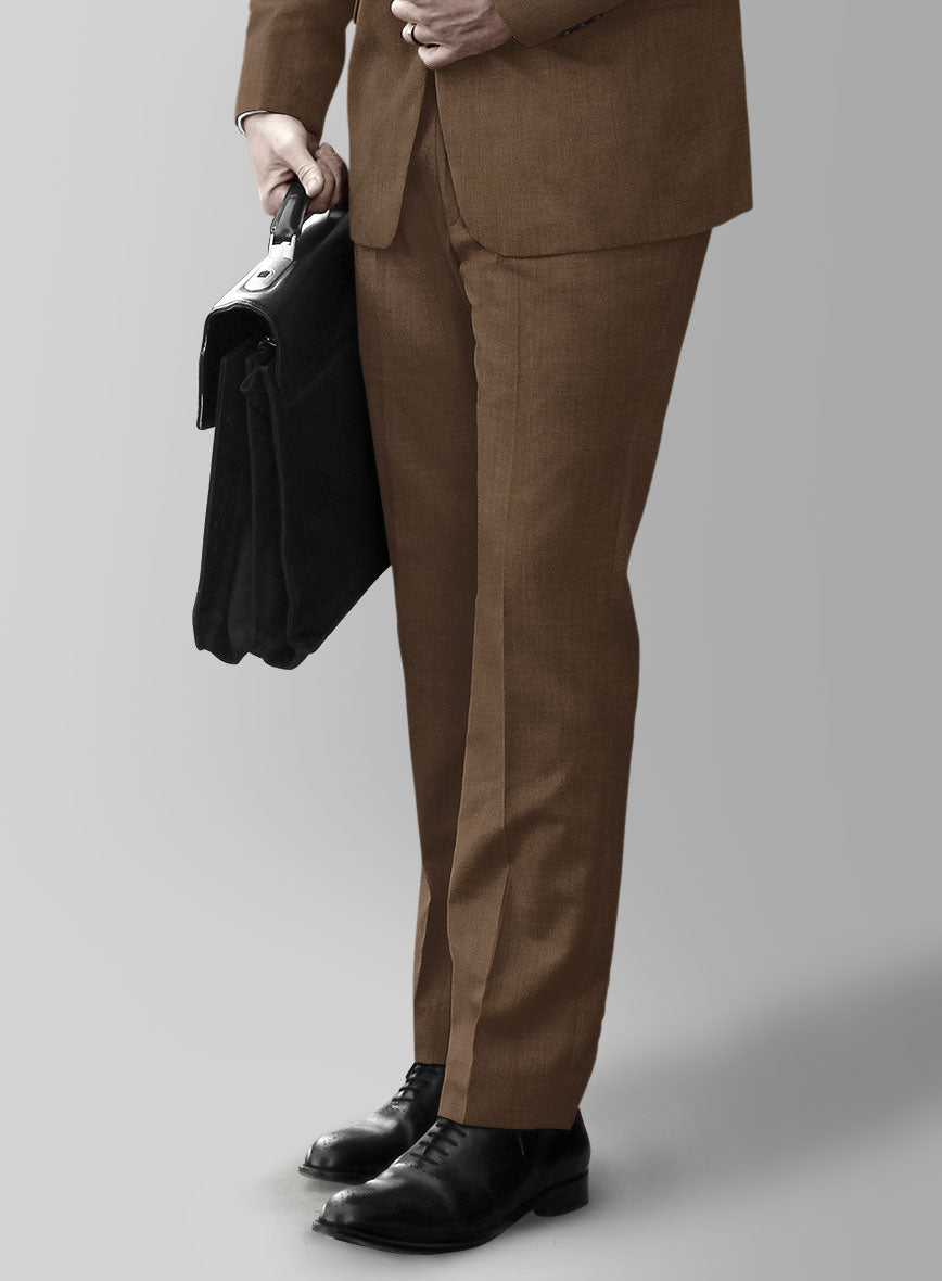 Huddersfield Stretch Brown Wool Pants - StudioSuits