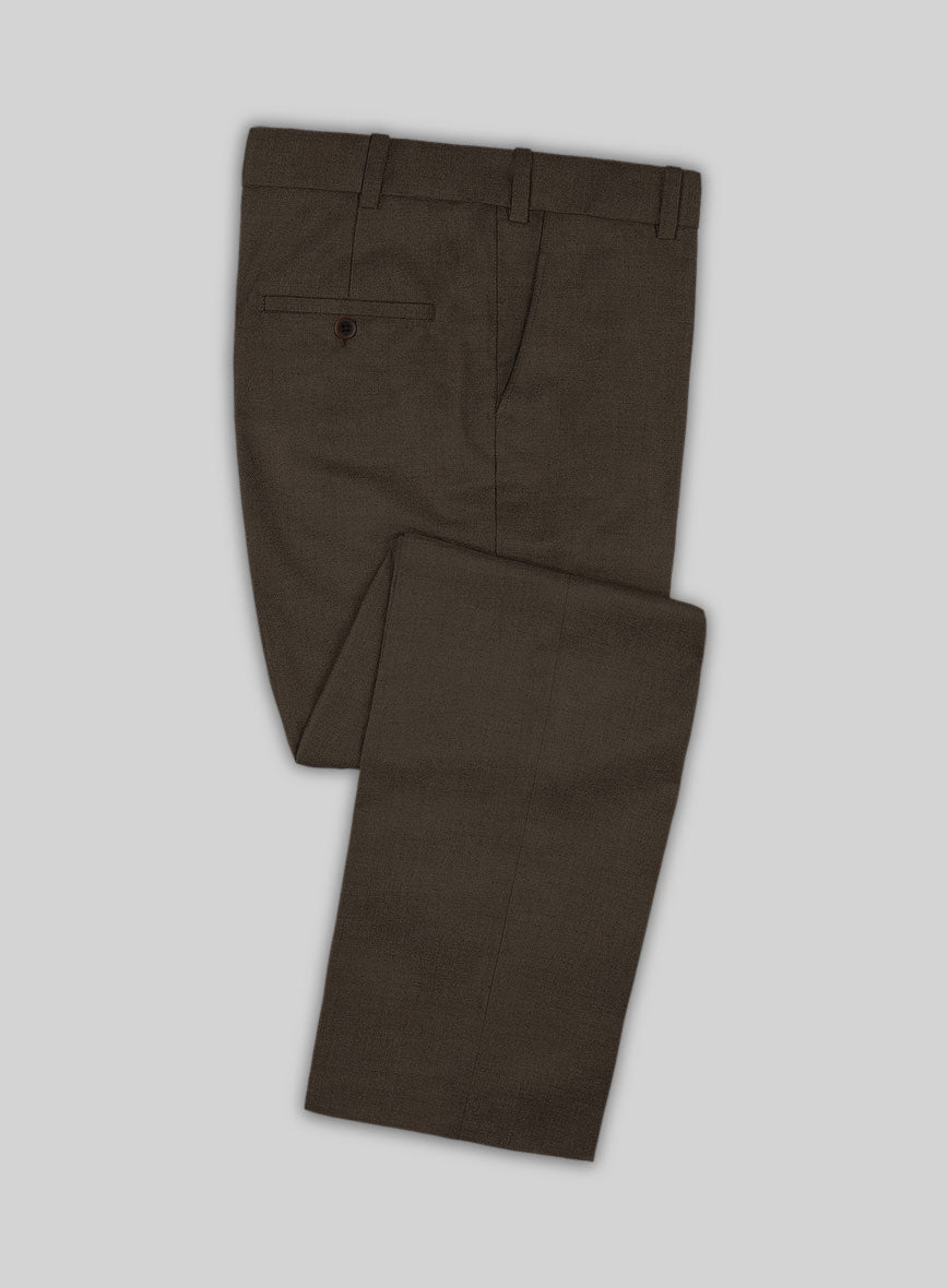 Huddersfield Stretch Coffee Brown Wool Pants - StudioSuits