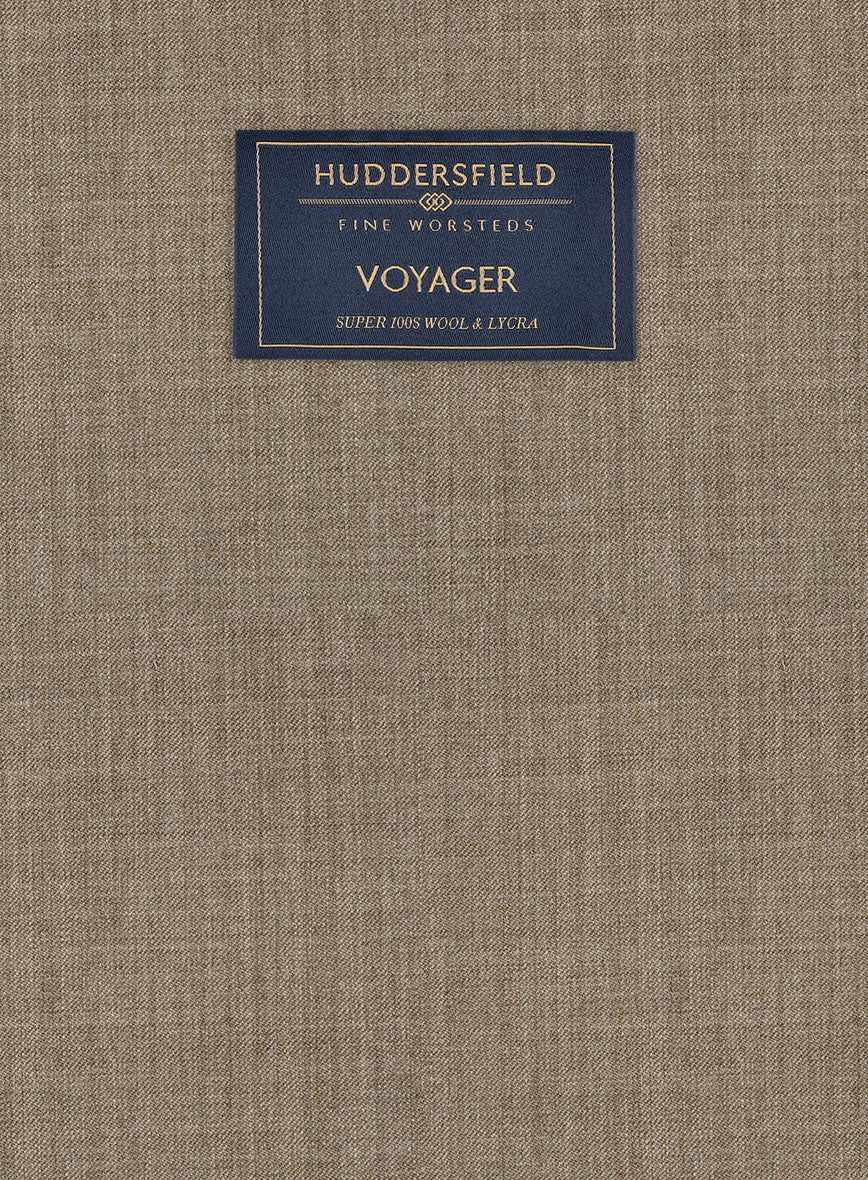 Huddersfield Stretch Dark Beige Wool Pants - StudioSuits