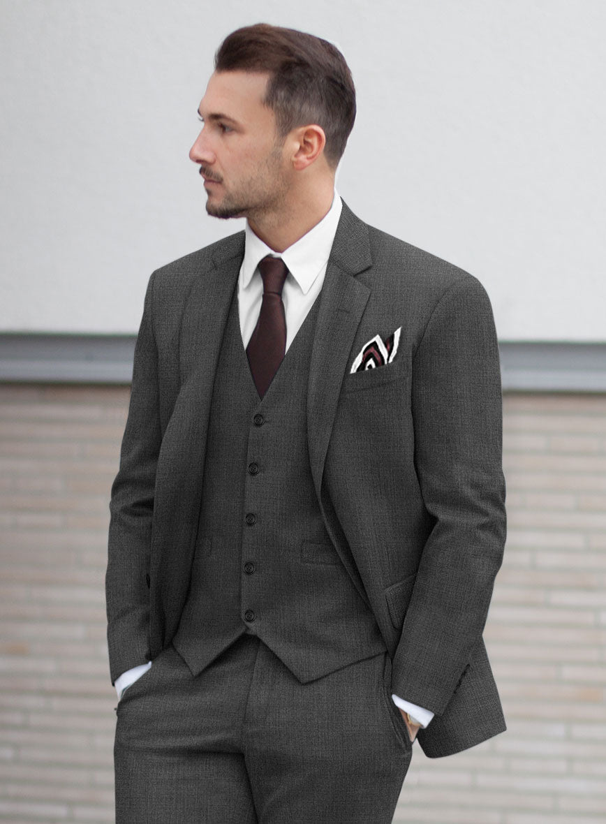 Huddersfield Stretch Dark Gray Wool Jacket - StudioSuits