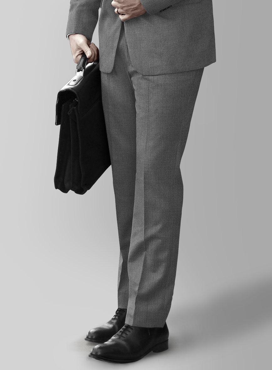 Huddersfield Stretch Gray Wool Pants - StudioSuits