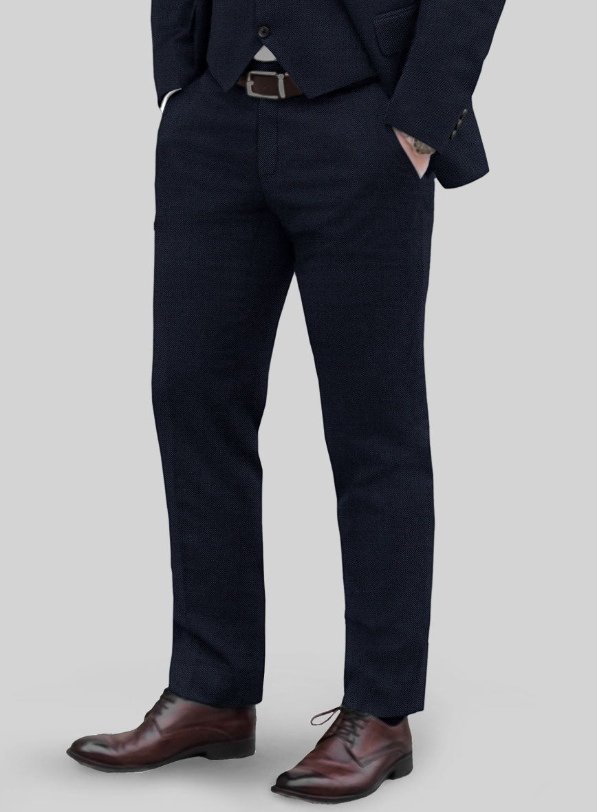 Huddersfield Stretch Island Blue Wool Pants - StudioSuits