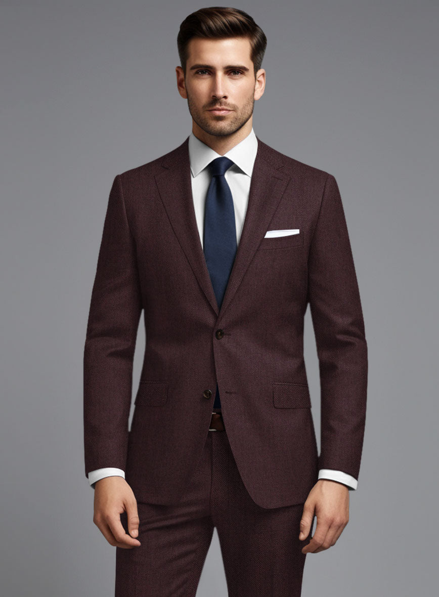 Huddersfield Stretch Mahogany Wool Jacket - StudioSuits