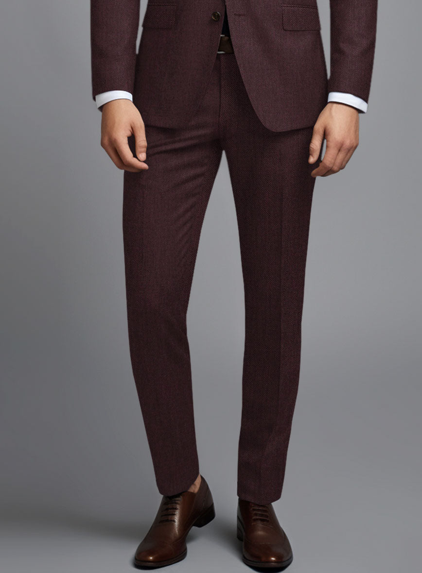 Huddersfield Stretch Mahogany Wool Pants - StudioSuits