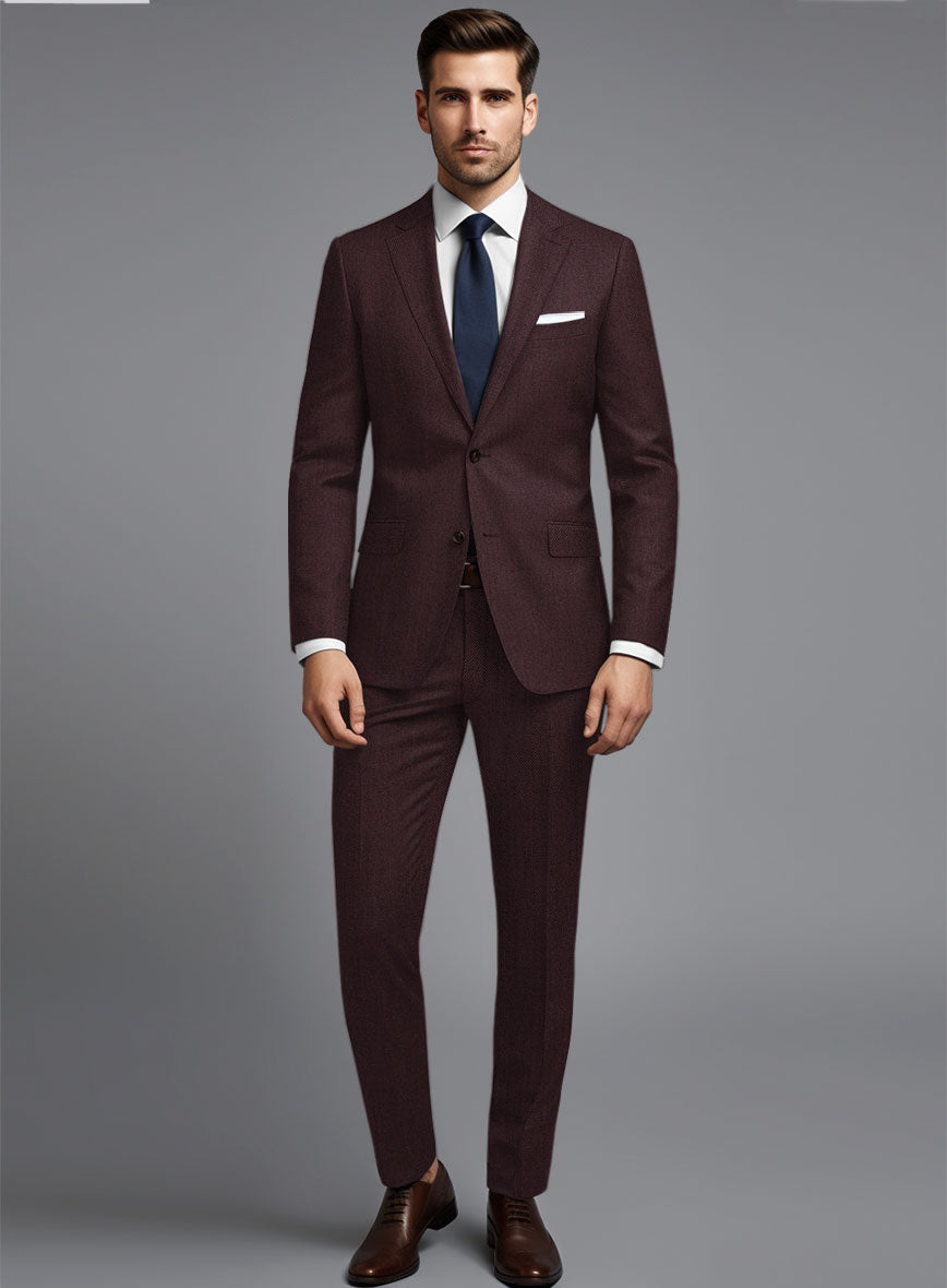 Huddersfield Stretch Mahogany Wool Suit - StudioSuits