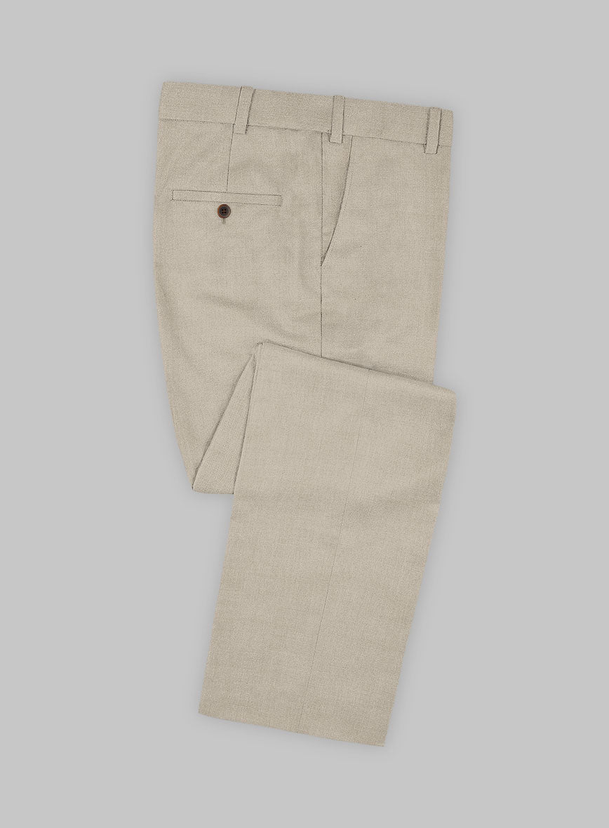 Huddersfield Stretch Muted Beige Wool Pants - StudioSuits