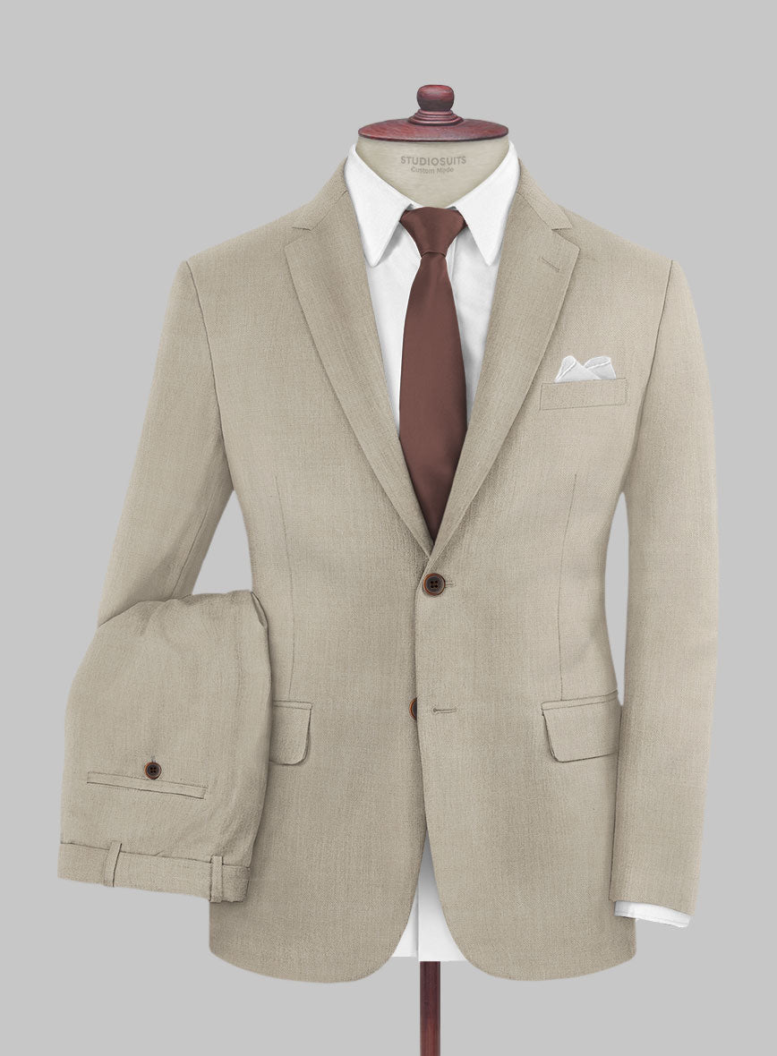 Huddersfield Stretch Muted Beige Wool Suit - StudioSuits