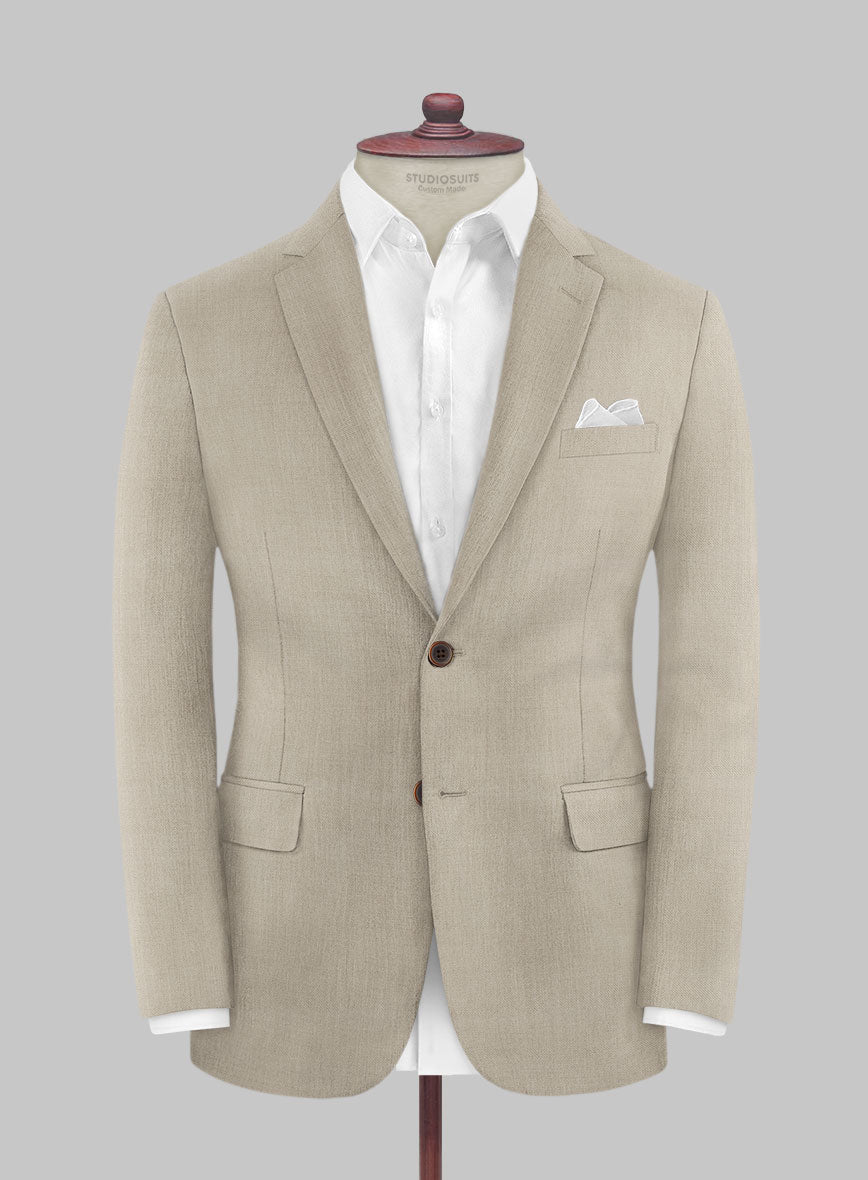 Huddersfield Stretch Muted Beige Wool Suit - StudioSuits