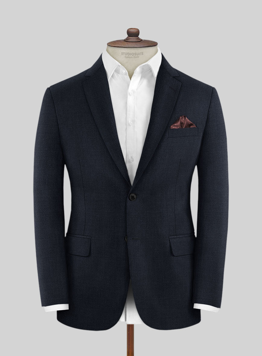 Huddersfield Stretch Navy Blue Wool Jacket - StudioSuits