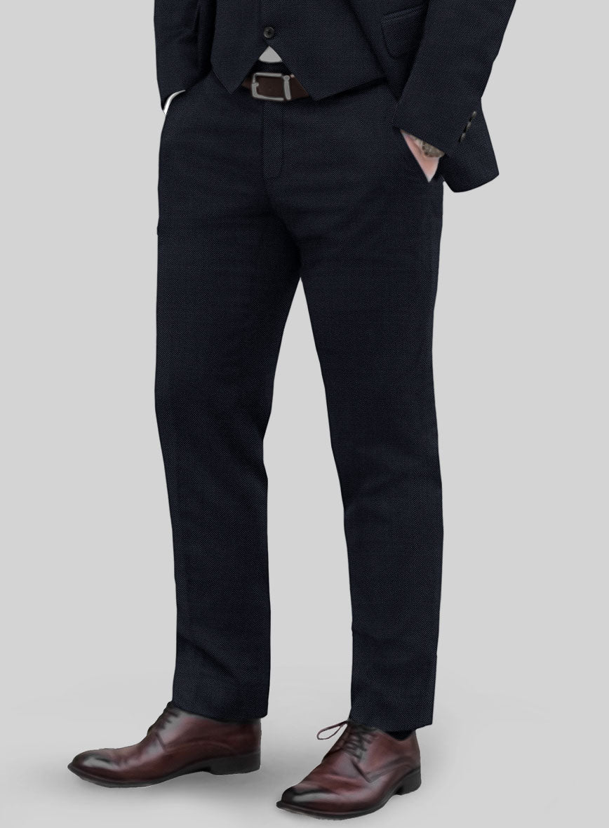 Huddersfield Stretch Navy Blue Wool Pants - StudioSuits