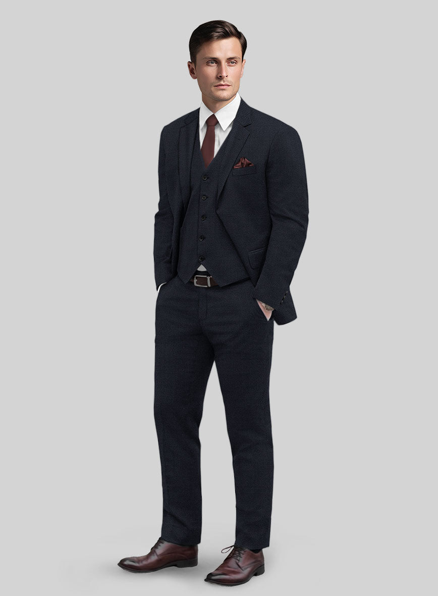 Huddersfield Stretch Navy Blue Wool Suit – StudioSuits