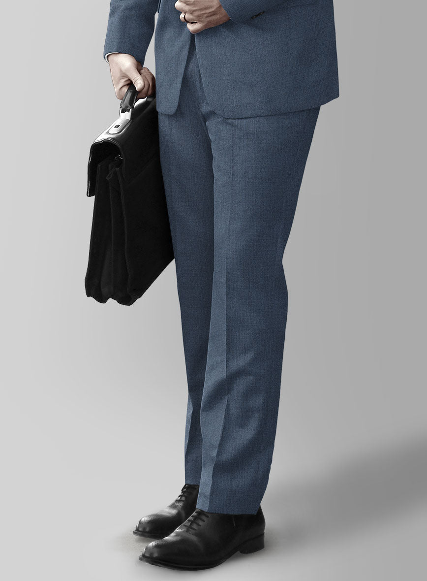 Huddersfield Stretch Slate Blue Wool Pants - StudioSuits