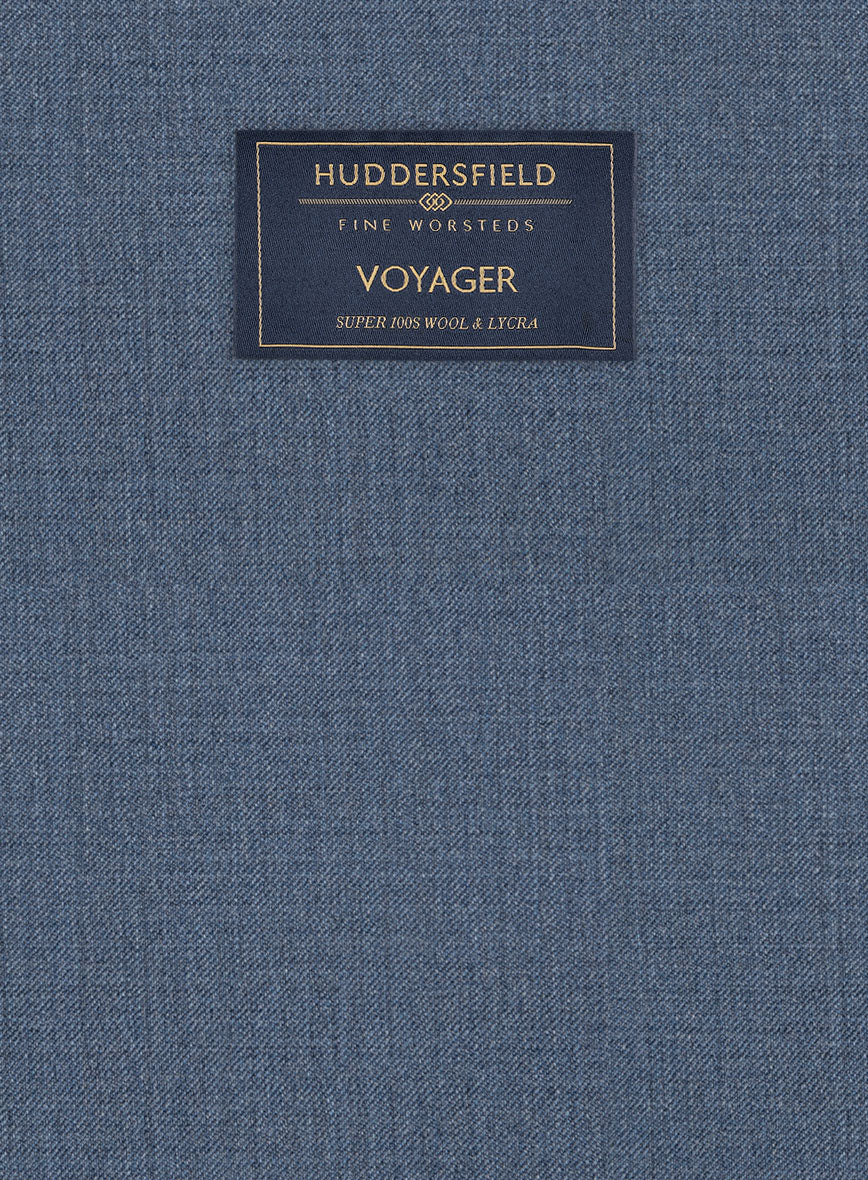 Huddersfield Stretch Slate Blue Wool Pants - StudioSuits