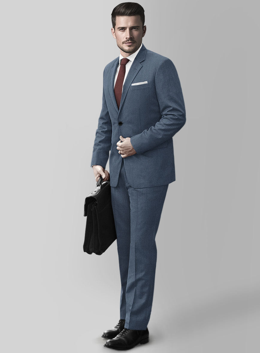 Huddersfield Stretch Slate Blue Wool Suit - StudioSuits