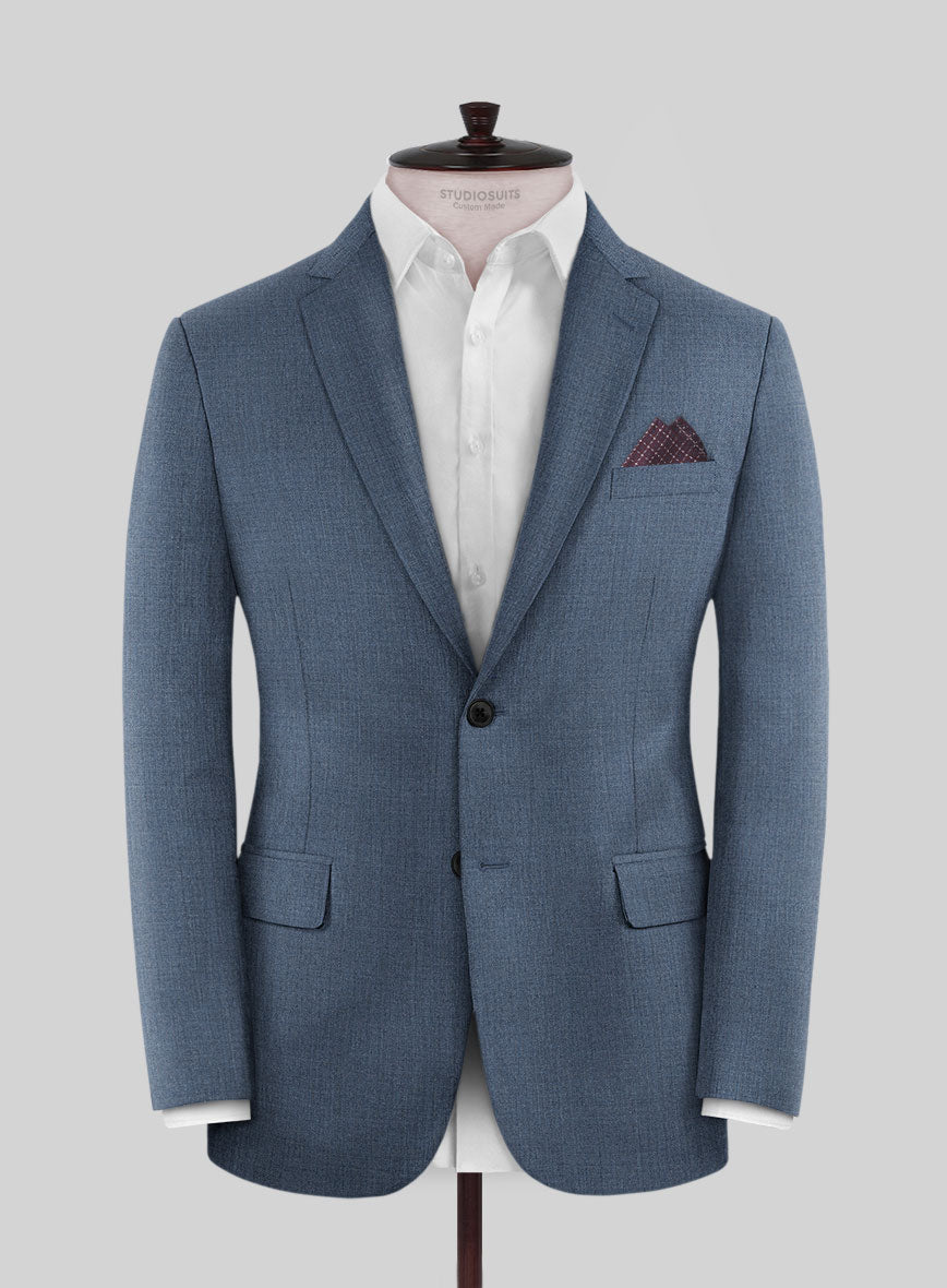 Huddersfield Stretch Slate Blue Wool Suit - StudioSuits