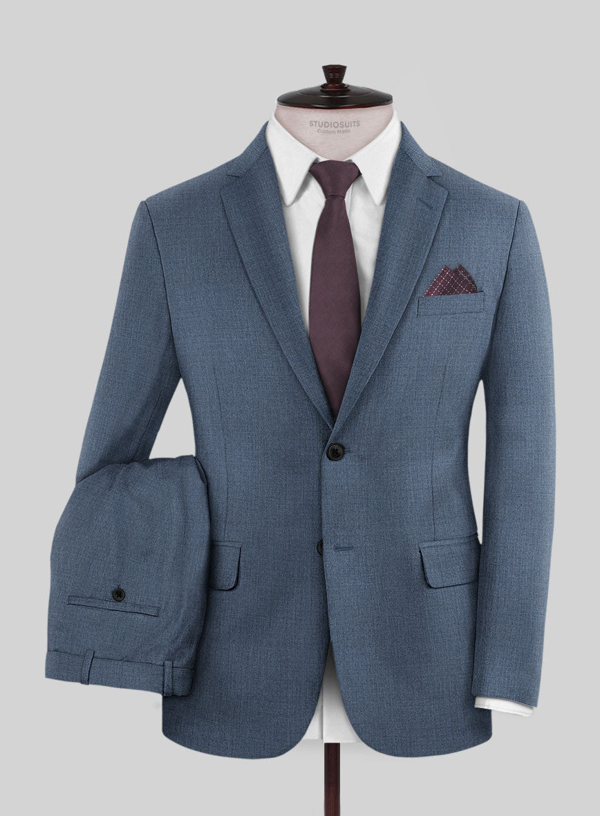 Huddersfield Stretch Slate Blue Wool Suit - StudioSuits