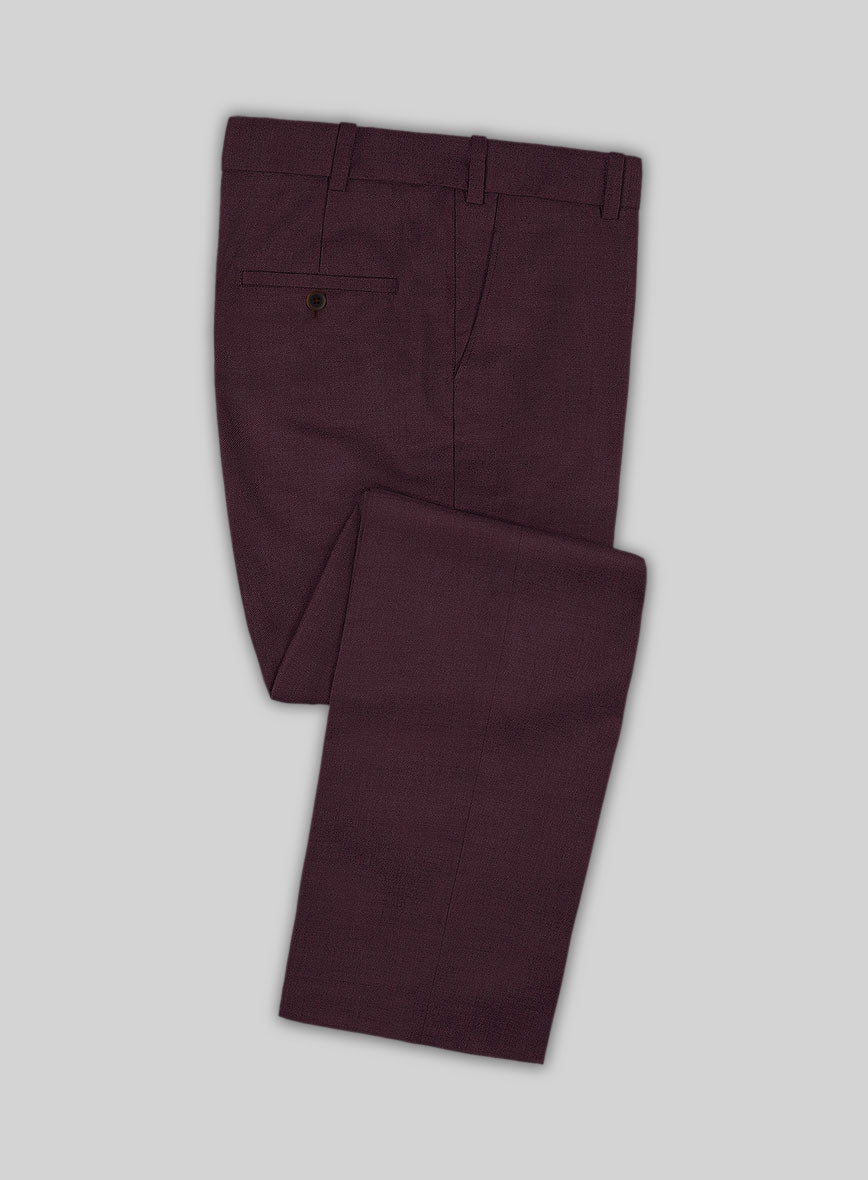 Huddersfield Stretch Wine Wool Pants - StudioSuits