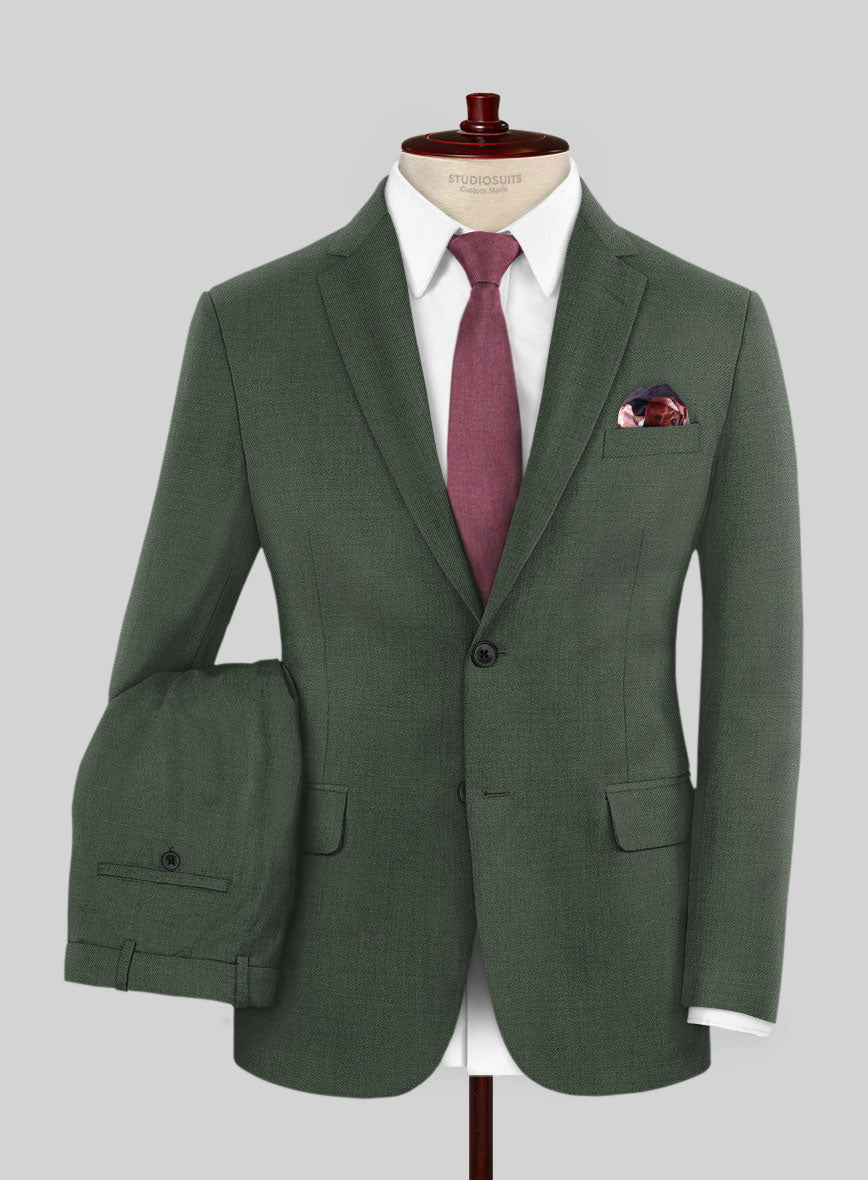 Huddersfield Stretch Autumn Green Wool Suit - StudioSuits