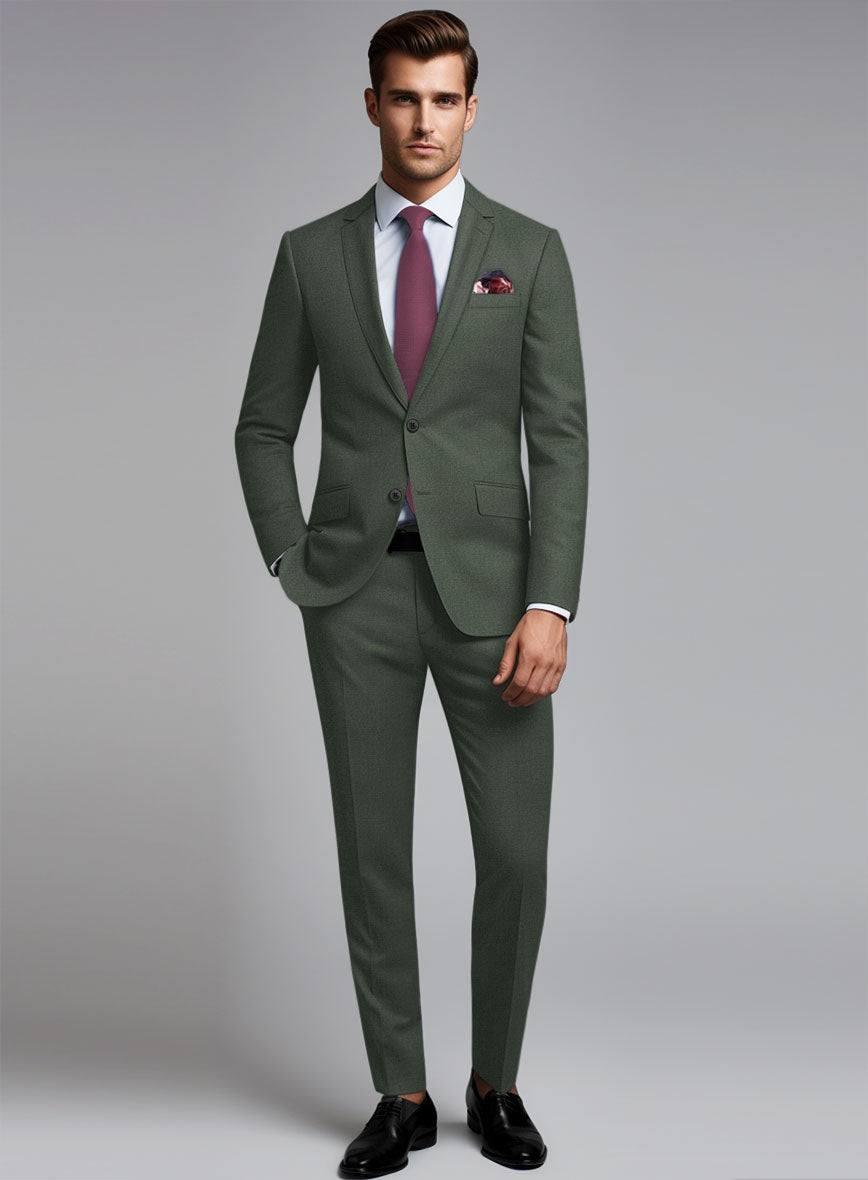 Huddersfield Stretch Autumn Green Wool Suit - StudioSuits