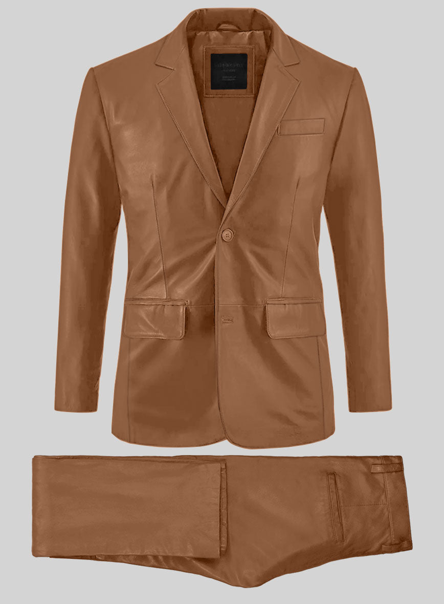 Hunter Tan Leather Suit - StudioSuits