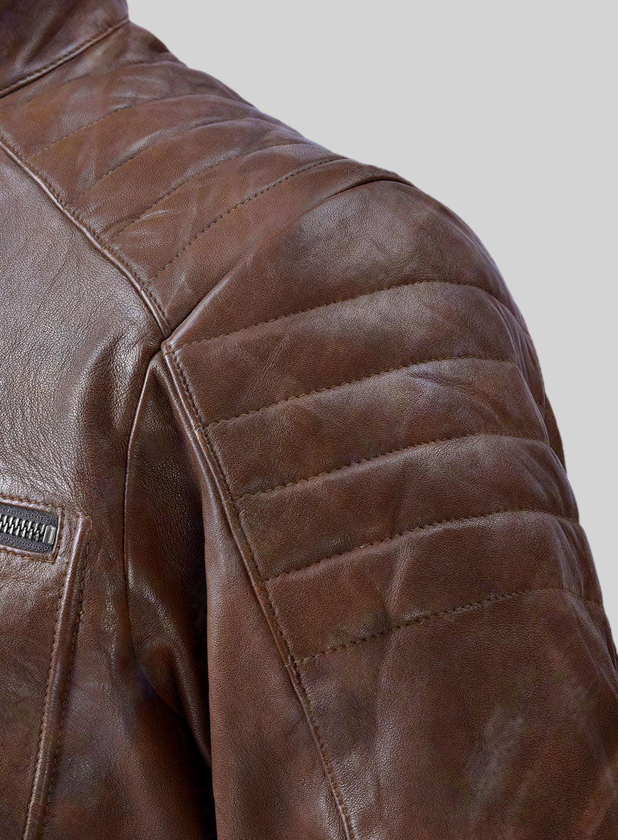 NEW Men's Dark Tan Genuine NAPA 100% Leather Jacket Two Chest Pocket  Zipper