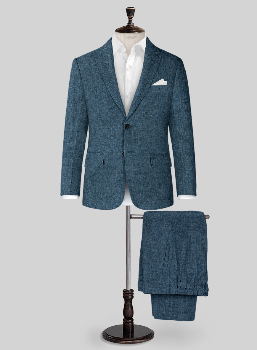 Indigo Blue Linen Boys Suit - StudioSuits