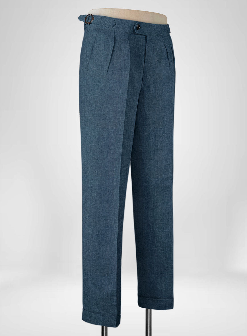 Indigo Blue Linen Highland Trousers