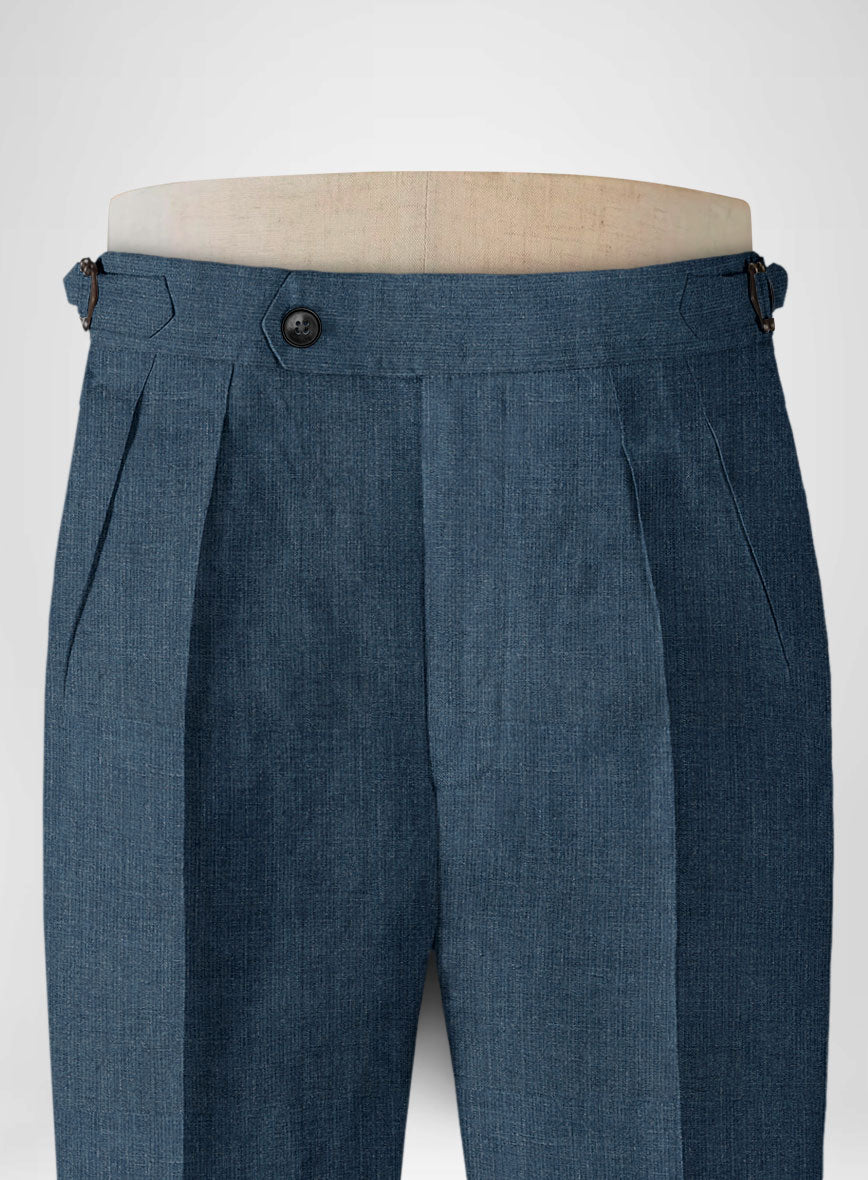 Indigo Blue Linen Highland Trousers