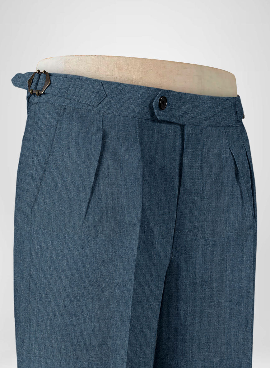 Indigo Blue Linen Highland Trousers