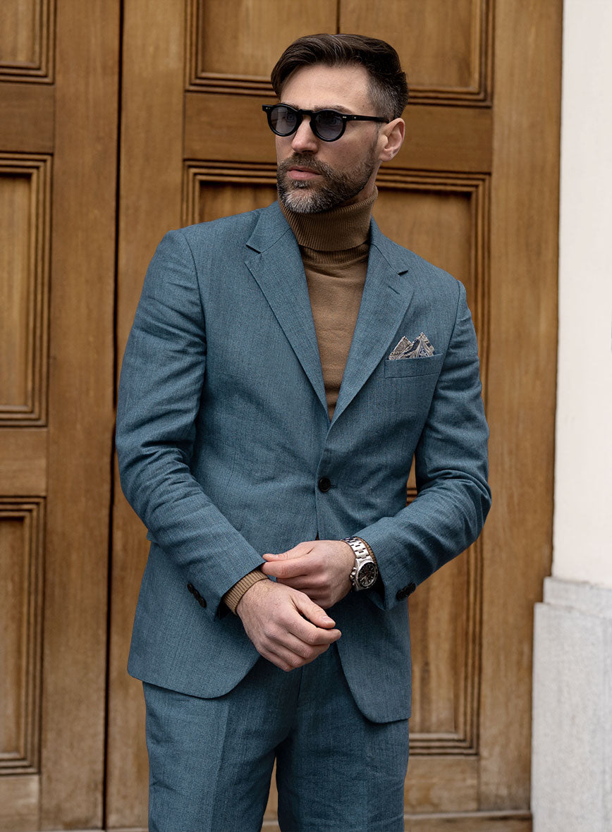 Indigo Blue Linen Jacket - StudioSuits