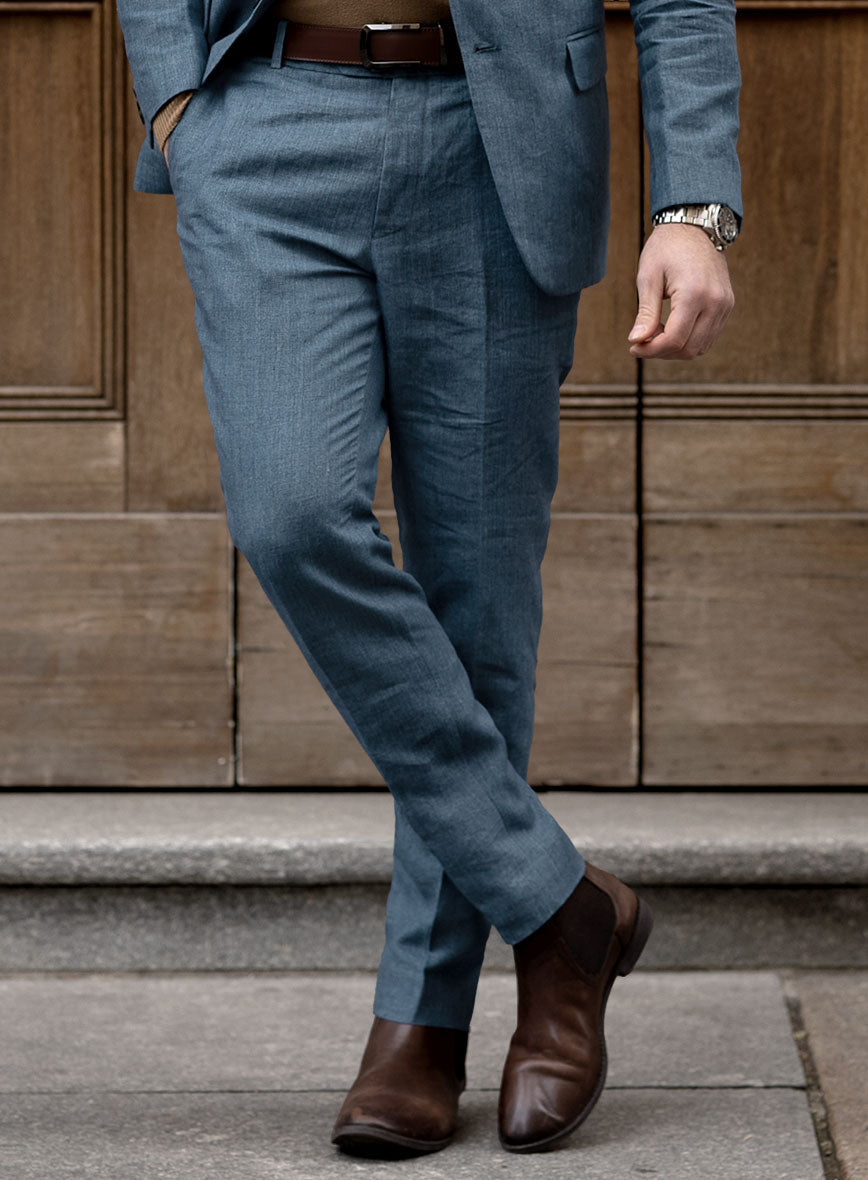 Indigo Blue Linen Pants - StudioSuits