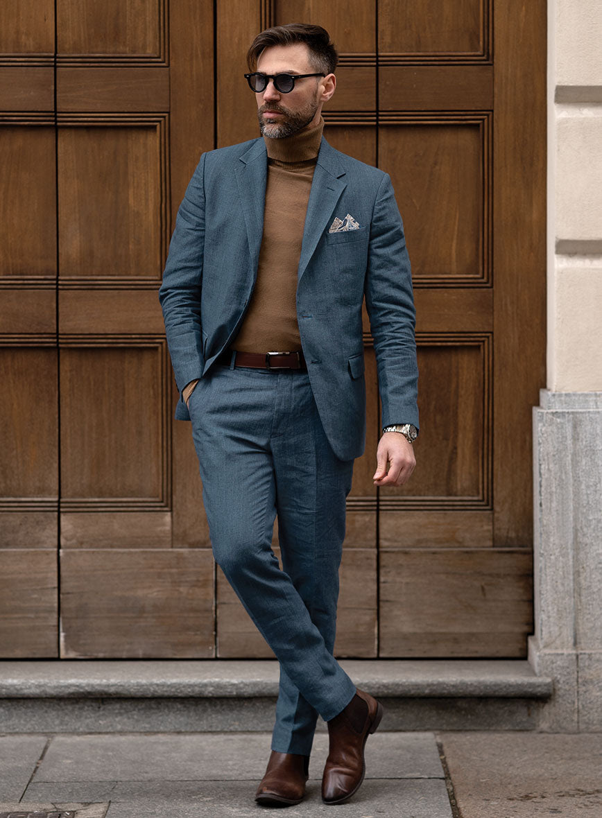 Indigo Blue Linen Suit