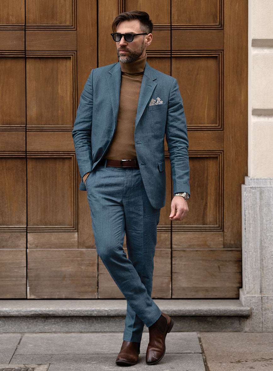 Indigo Blue Linen Suit - StudioSuits