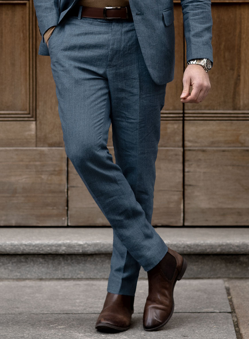 Indigo Blue Linen Suit