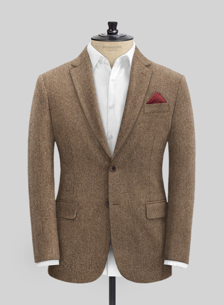 Irish Brown Herringbone Tweed Jacket - StudioSuits