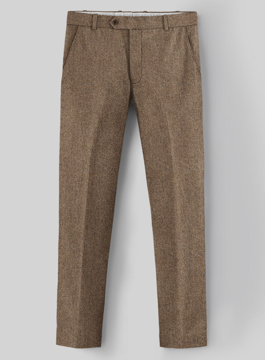 Irish Brown Herringbone Tweed Pants - StudioSuits