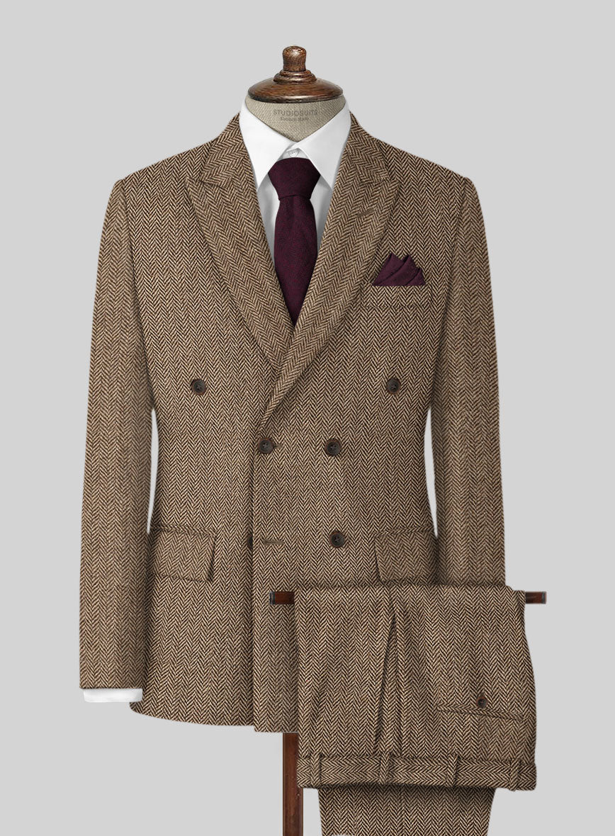 Irish Brown Herringbone Tweed Suit - StudioSuits