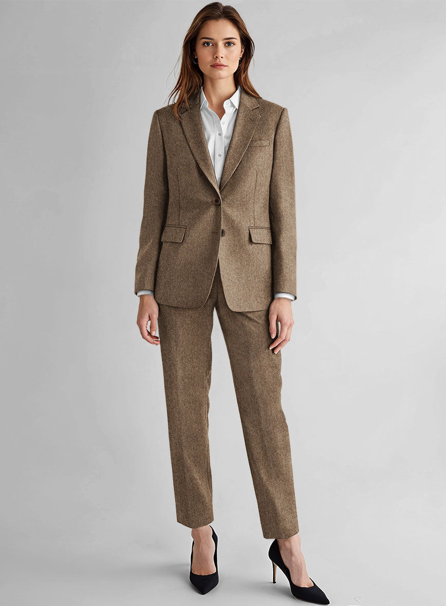 Women's Irish Brown Herringbone Tweed Suit - StudioSuits