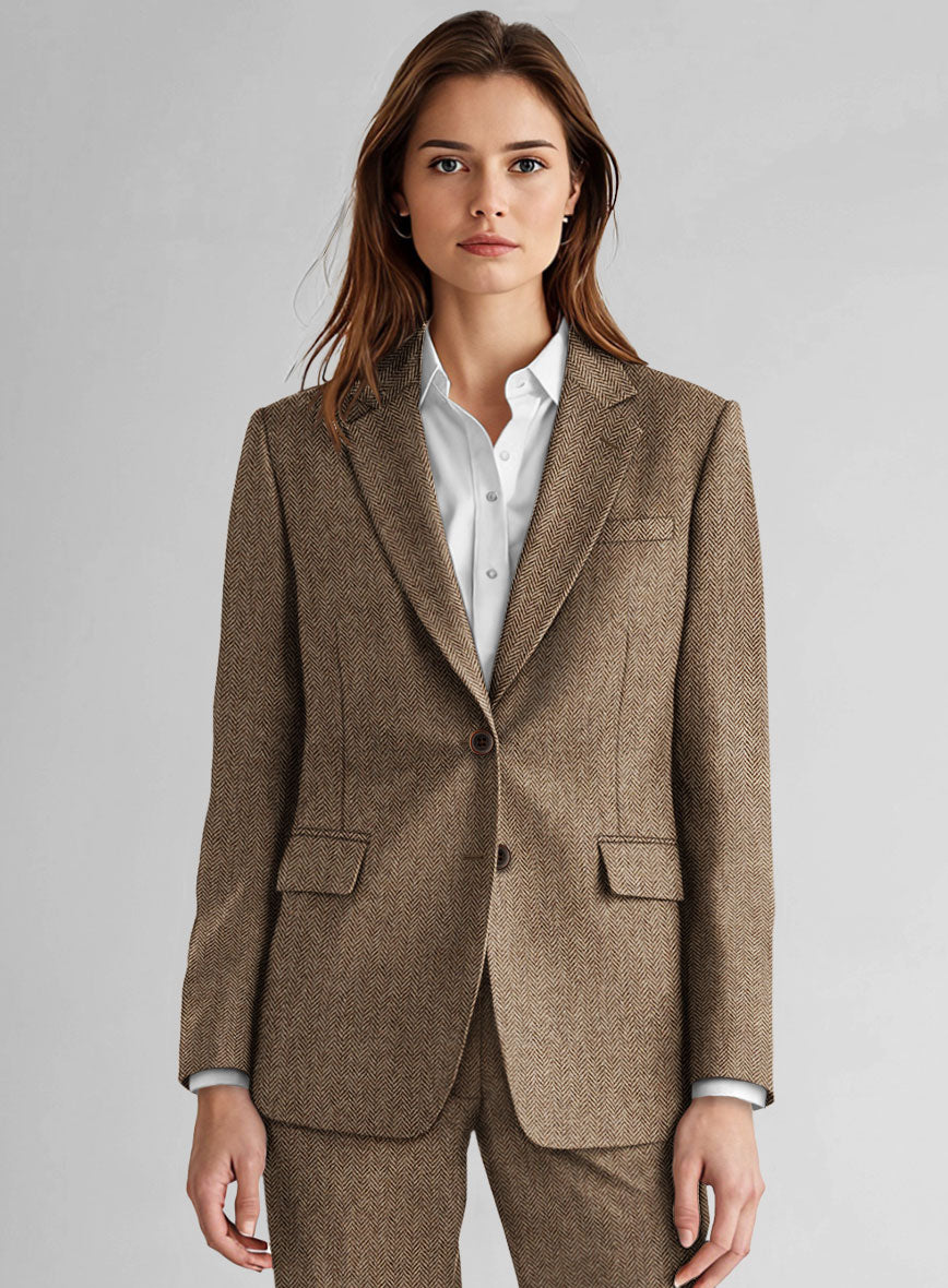 Women's Irish Brown Herringbone Tweed Suit - StudioSuits