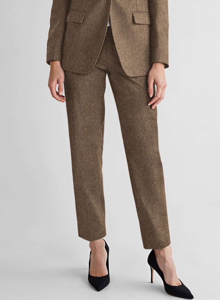 Women's Irish Brown Herringbone Tweed Suit - StudioSuits