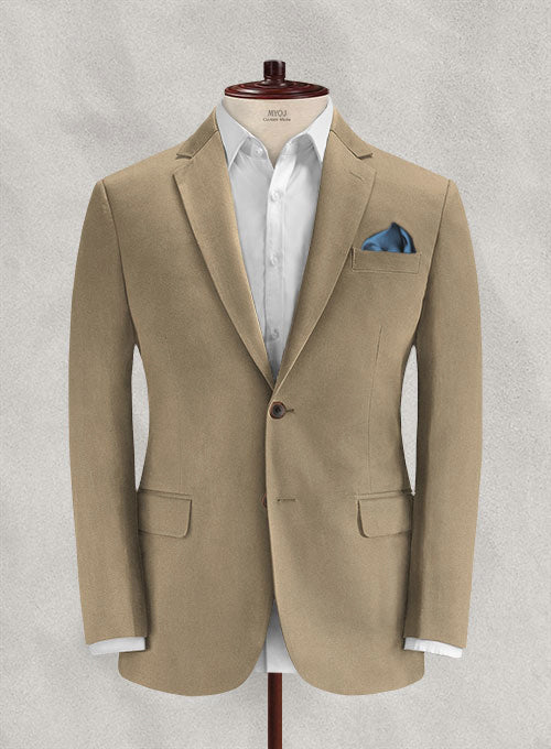 Italian Beige Cotton Stretch Jacket - StudioSuits