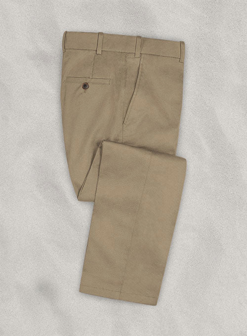 Italian Beige Cotton Stretch Pants - StudioSuits