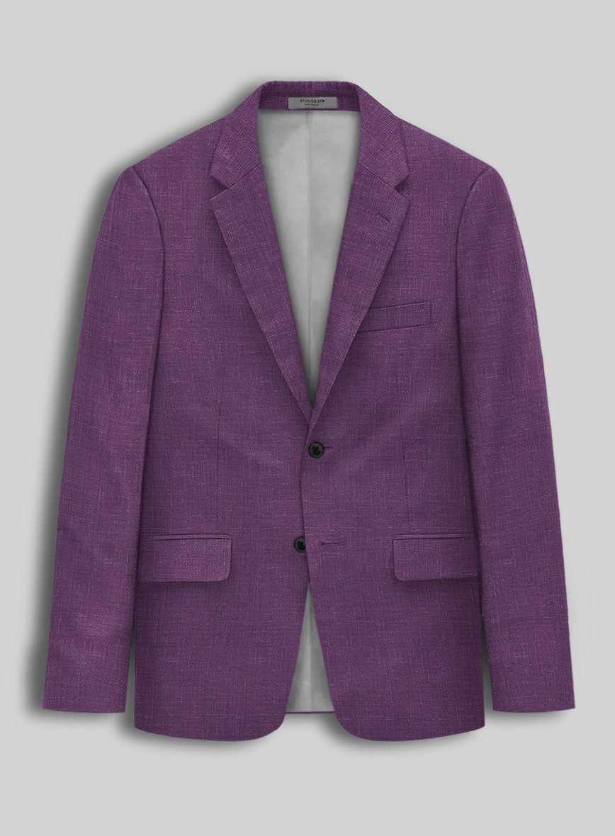 Italian Murano Eggplant Wool Linen Suit - StudioSuits