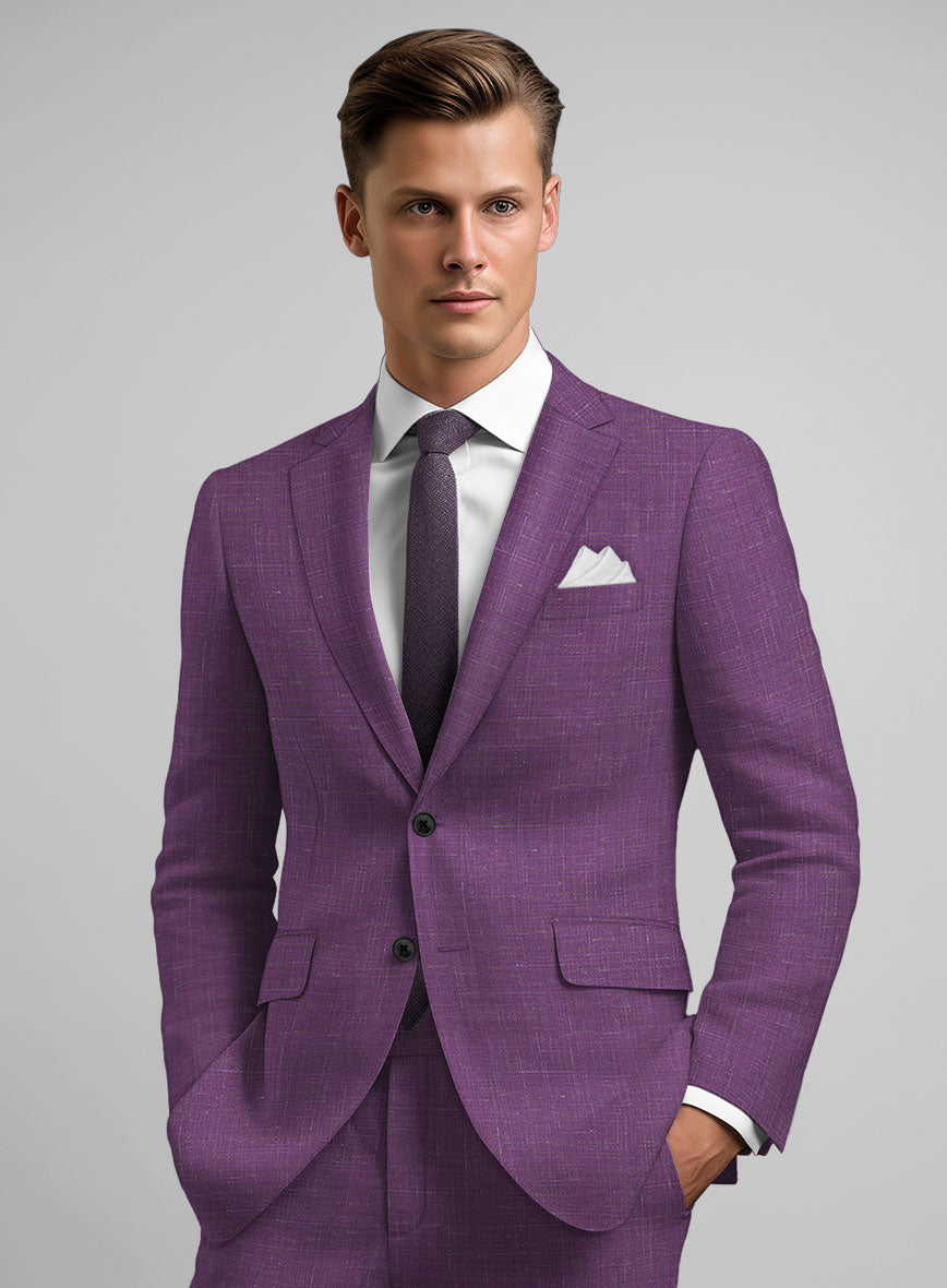 Italian Murano Eggplant Wool Linen Suit - StudioSuits