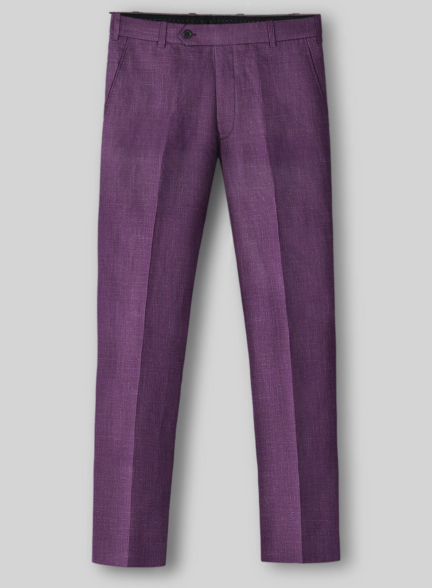 Italian Murano Eggplant Wool Linen Suit - StudioSuits