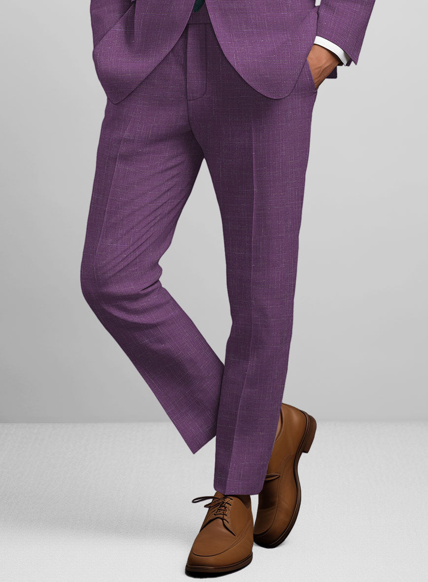 Italian Murano Eggplant Wool Linen Suit - StudioSuits