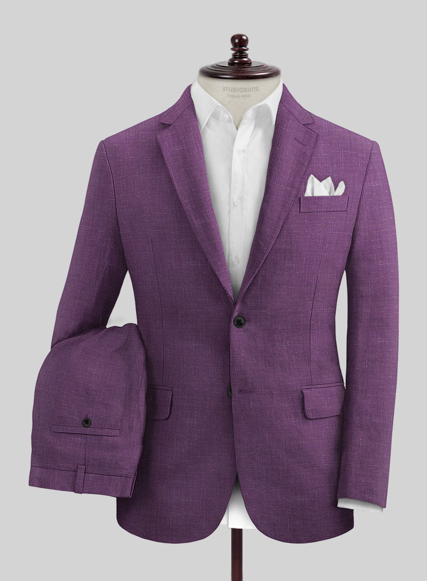 Italian Murano Eggplant Wool Linen Suit - StudioSuits