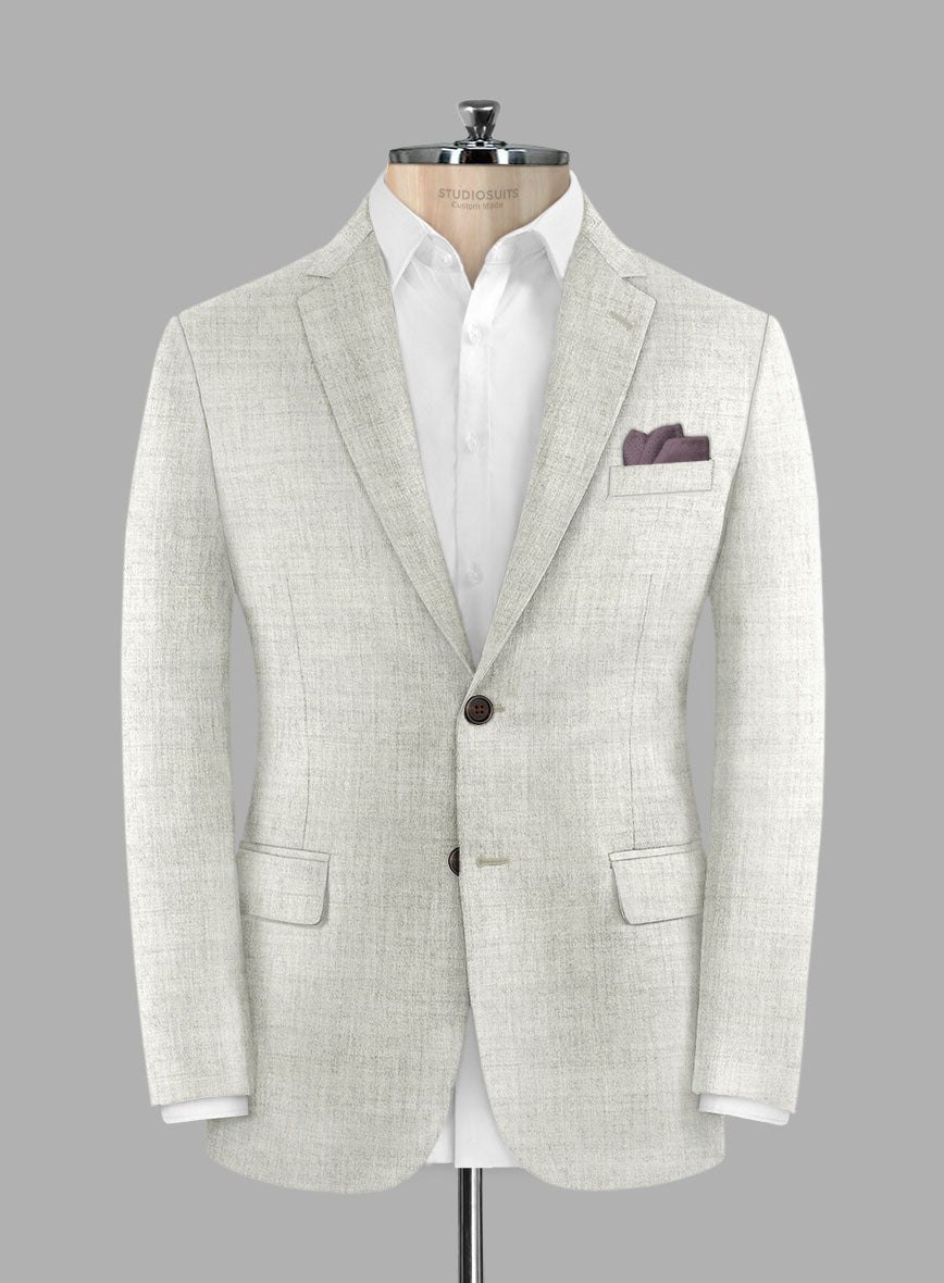 Italian Aime Ivory Gray Wool Jacket - StudioSuits