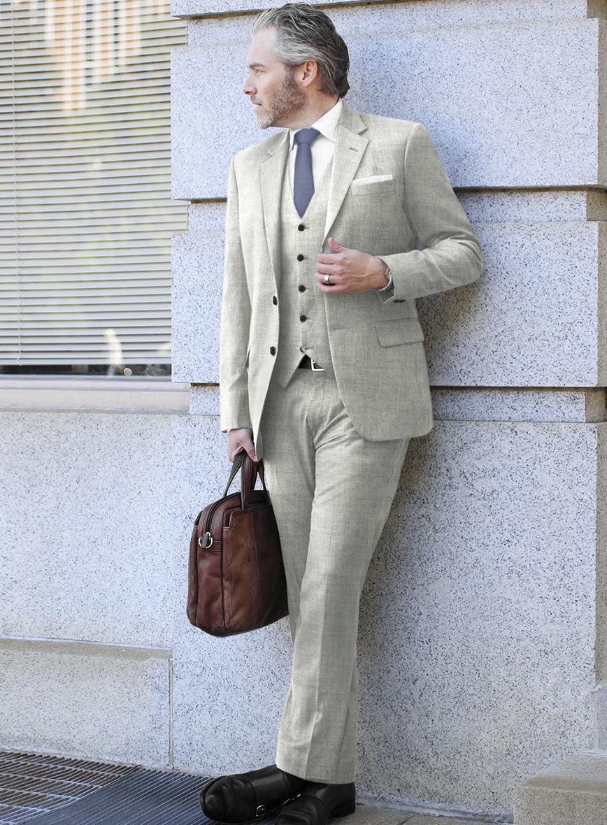 Italian Aime Ivory Gray Wool Suit