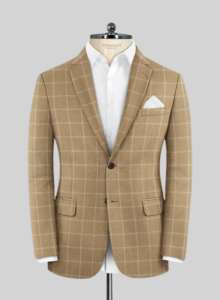 Italian Anbino Camel Brown Wool Suit - StudioSuits